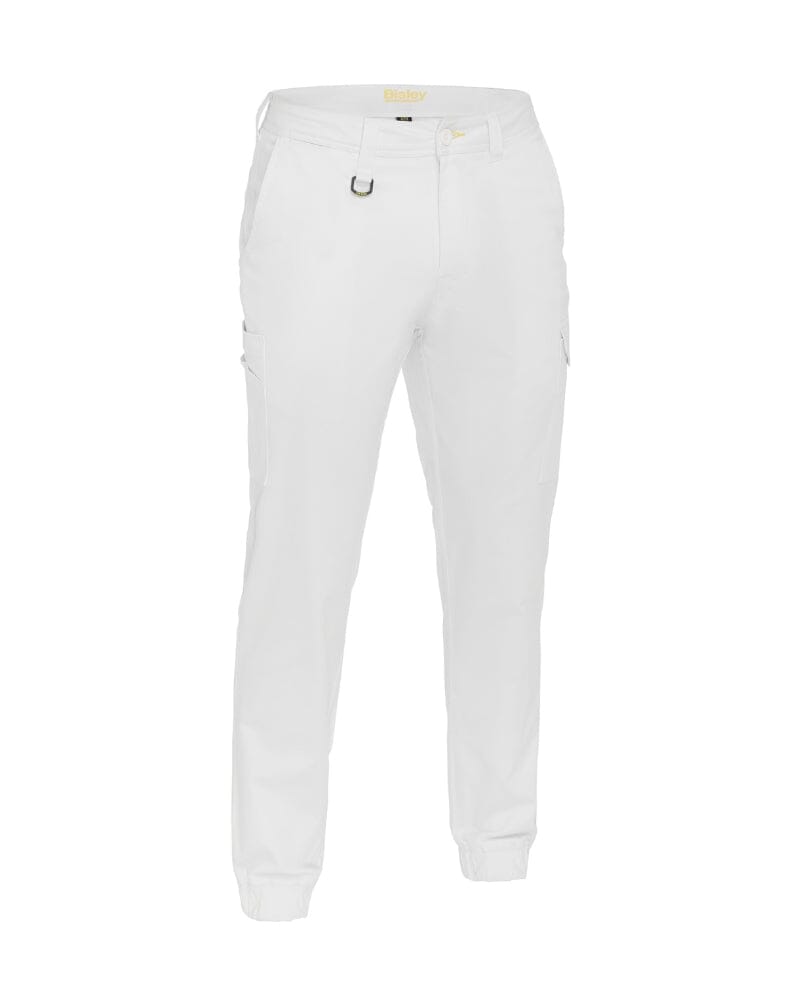 Bisley Stretch Cotton Drill Cargo Cuffed Pants - White