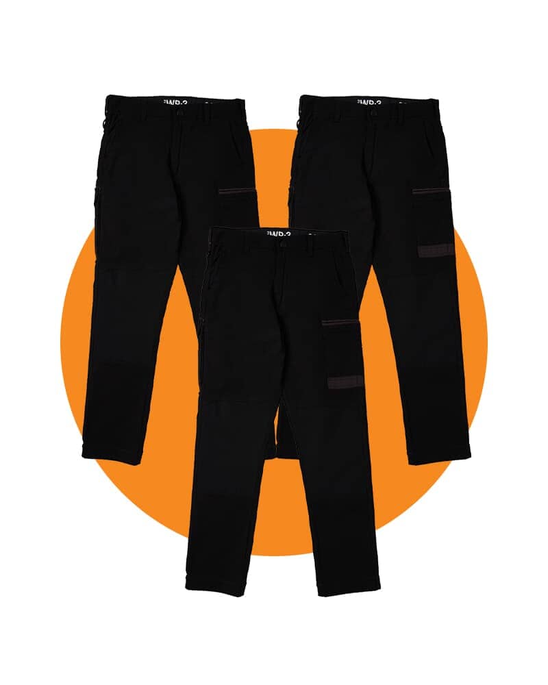 Tradies WP-3 Stretch Work Pants Value Pack - Black