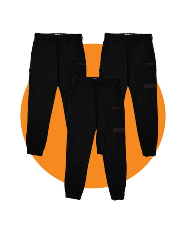 Tradies WP-4 Stretch Cuffed Work Pants Value Pack - Black