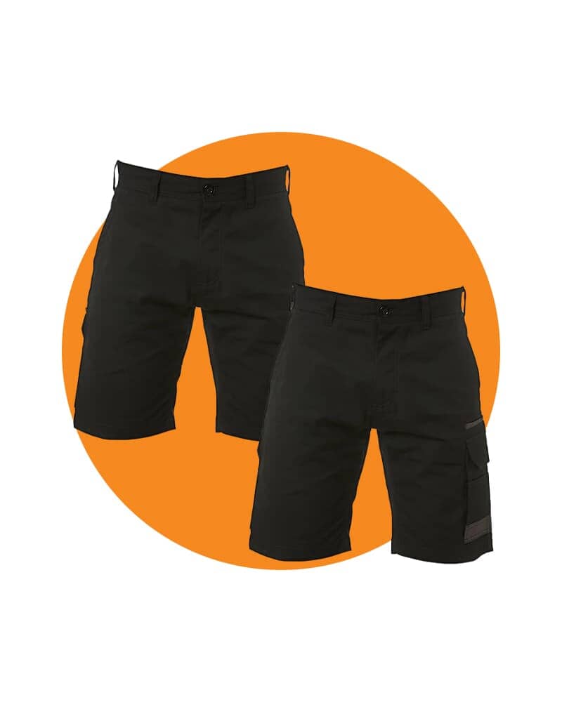 Tradies WS-1 Cargo Work Shorts 2 Value Pack - Black/Black