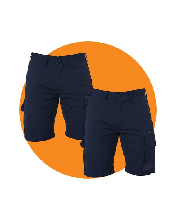 Tradies WS-1 Cargo Work Shorts 2 Value Pack - Navy/Navy