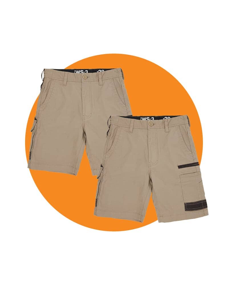 Tradies WS-3 Stretch Work Shorts 2 Value Pack - Khaki/Khaki