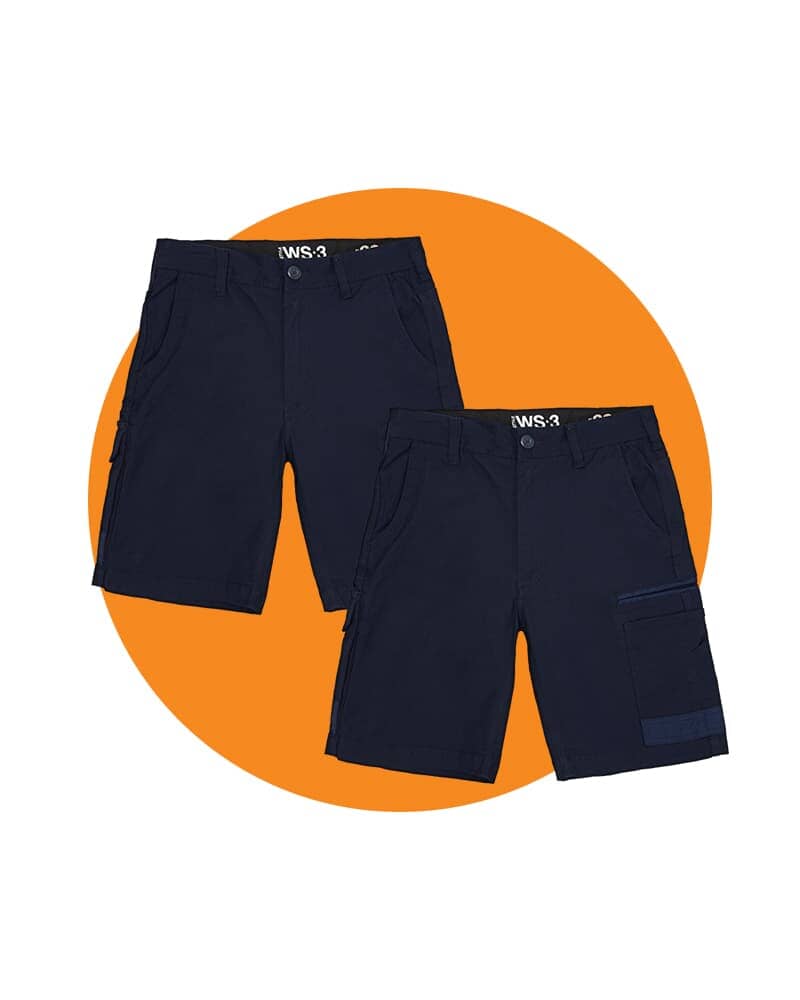 Tradies WS-3 Stretch Work Shorts 2 Value Pack - Navy/Navy