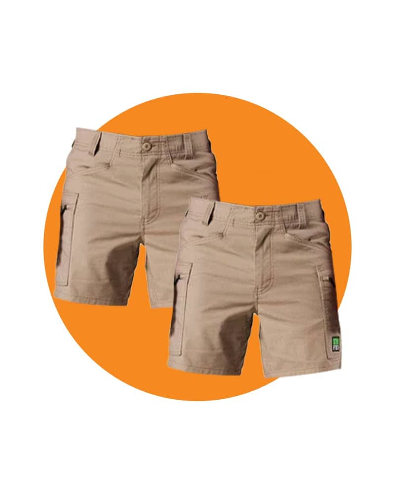 Tradies WS-6 Comfort Waist Stretch Cargo Short 2 Value Pack - Khaki/Khaki