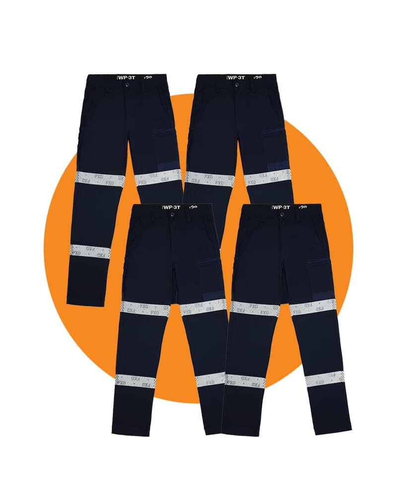 Tradies WP-3T Taped Stretch Pants 4 Value Pack - Navy