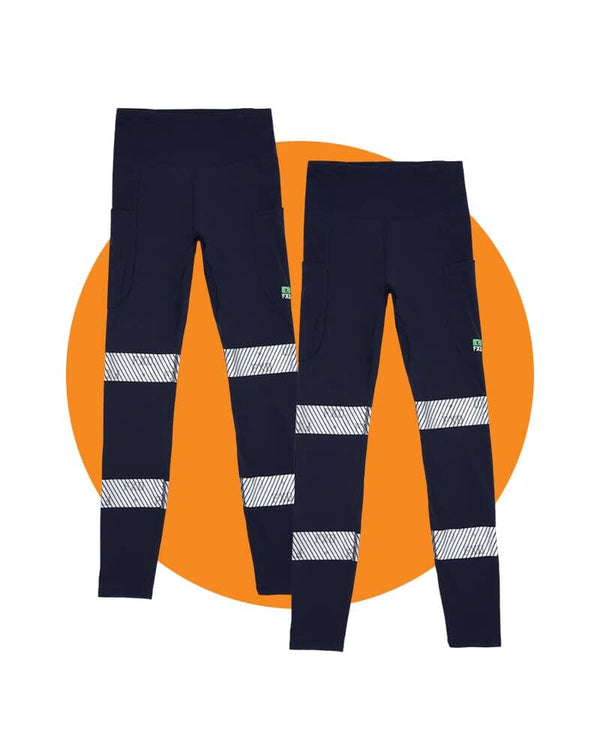 Tradies WP-9WT Womens Taped Work Legging Twin Value Pack - Navy