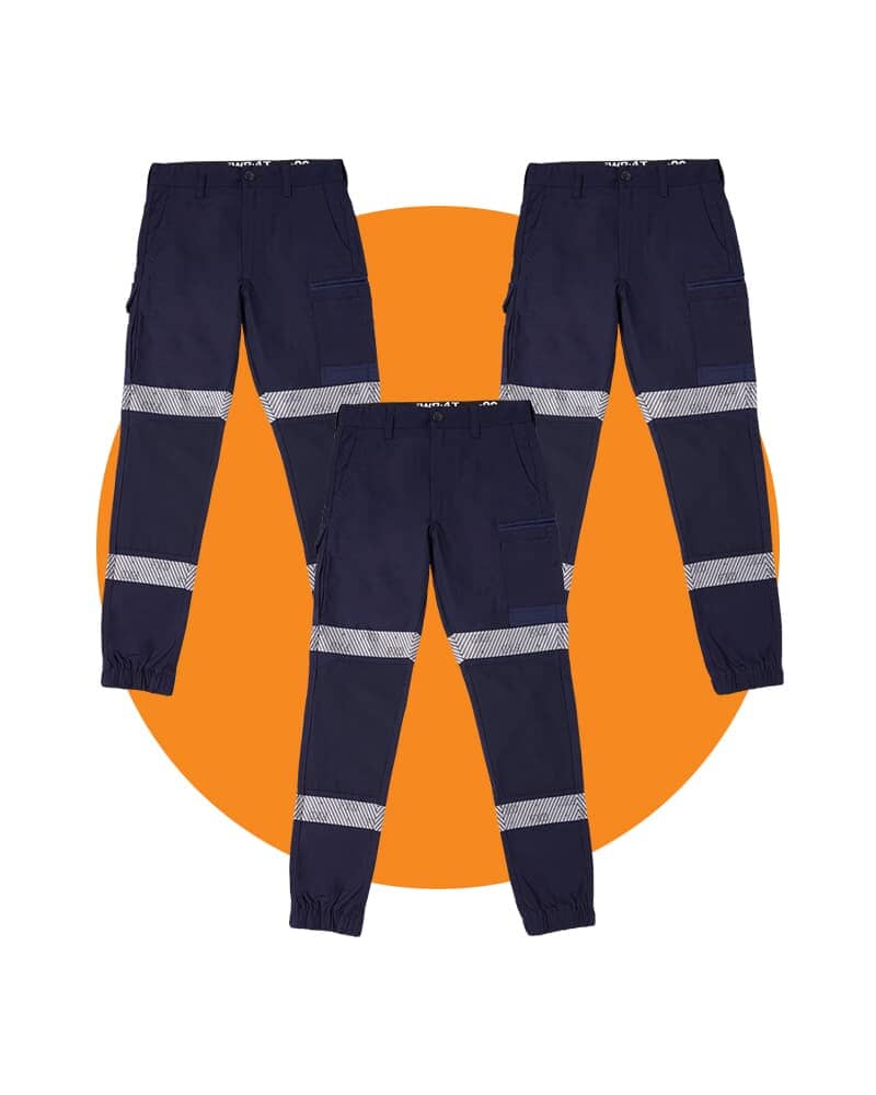 Tradies WP-4T Cuffed Taped Pants Value Pack - Navy