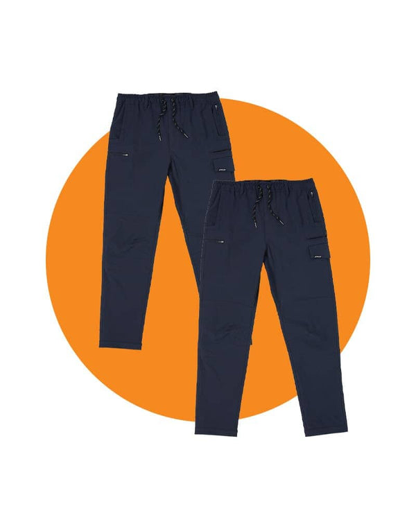 Tradies Jet-Lite Hybrid Elastic Waist Work Pants Value Pack - Navy