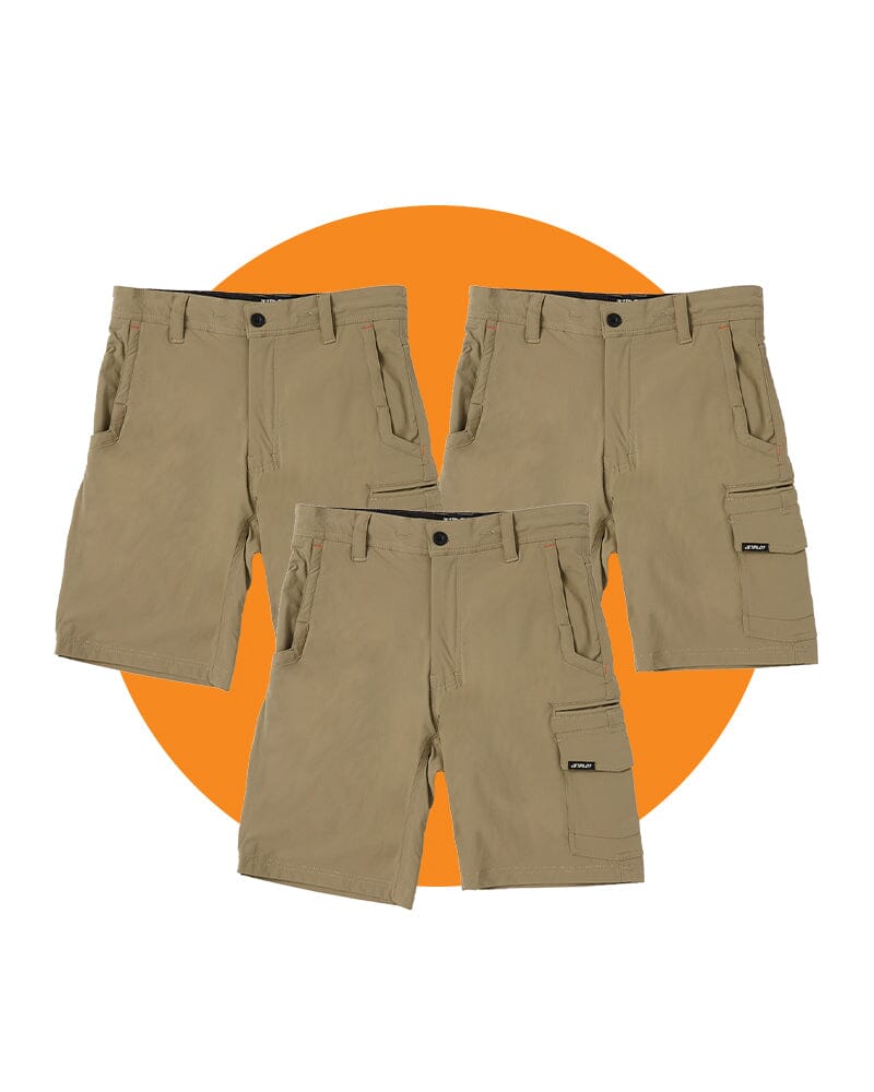 Tradies Jet-Lite Utility Short Value Pack - Khaki