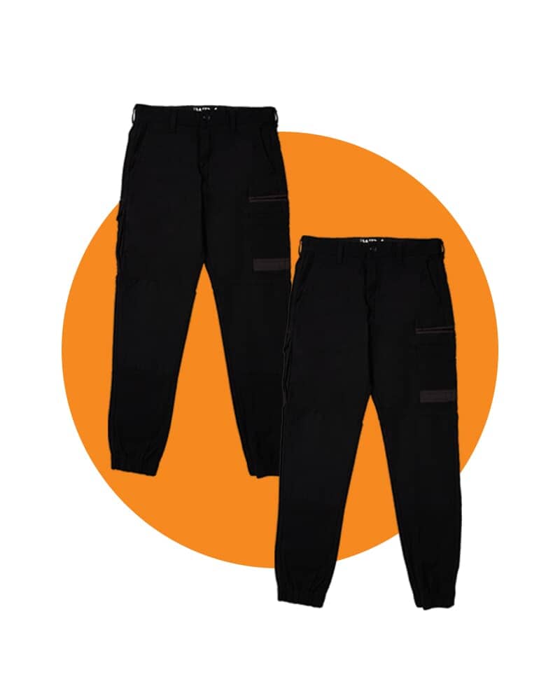 Tradies WP-4 Stretch Cuffed Work Pants 2 Value Pack - Black/Black