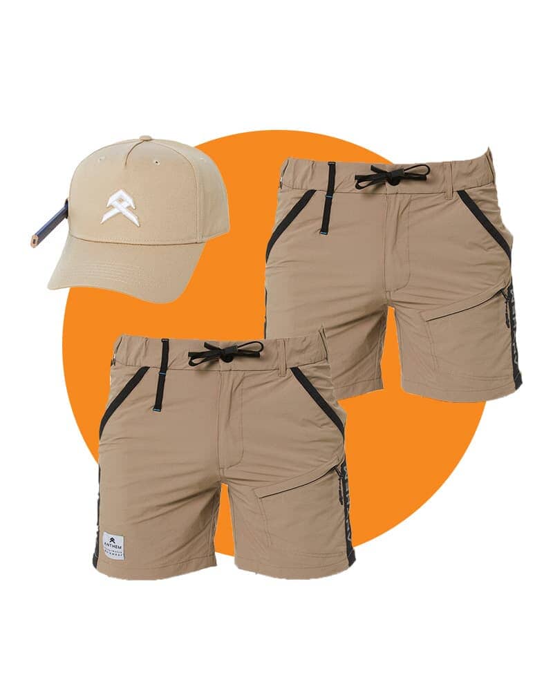 Tradies Triumph Shorts Twin Value Pack - Khaki