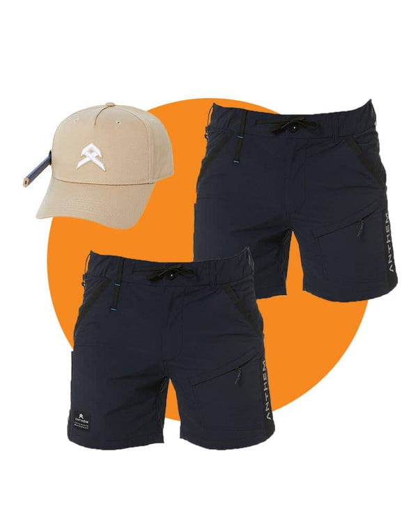 Tradies Triumph Shorts Twin Value Pack - Navy