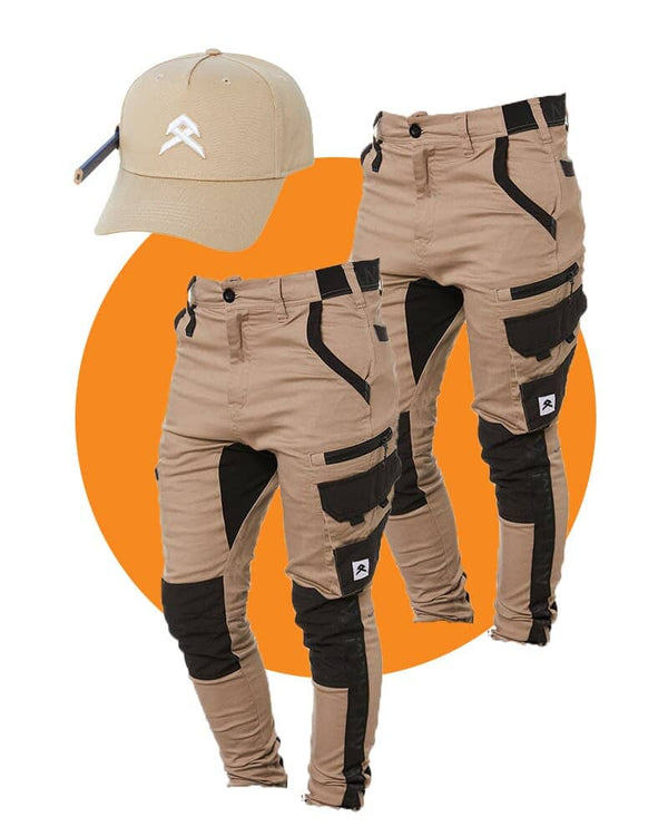 Tradies Victory Pant Twin Value Pack - Khaki