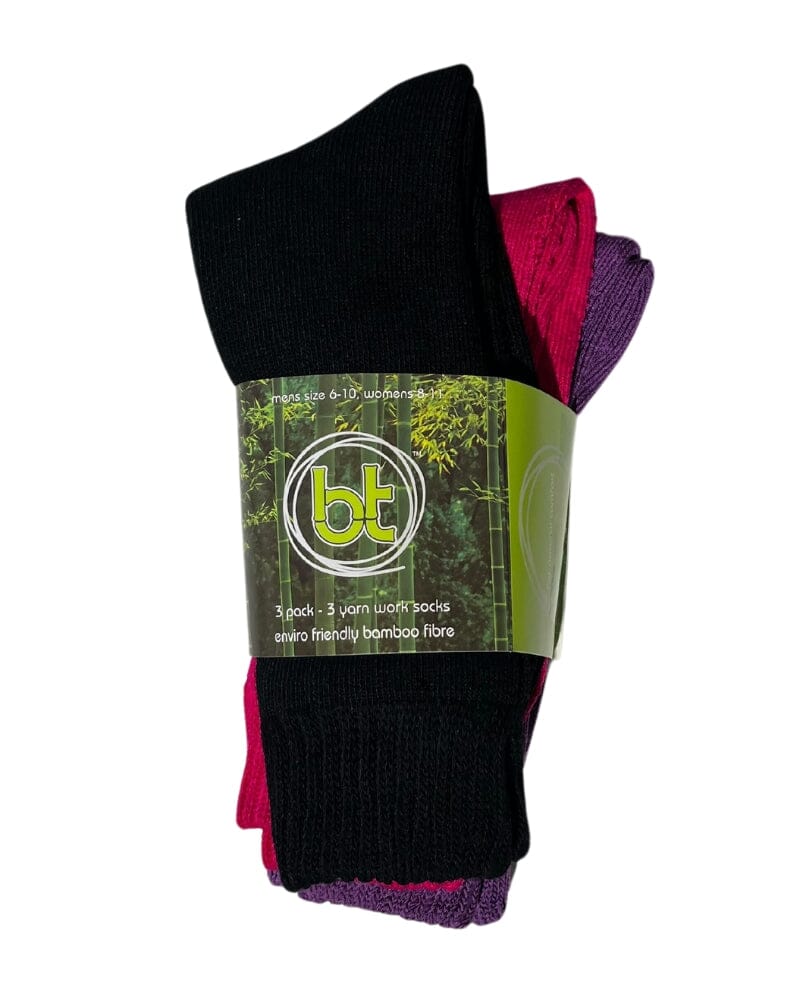 3 Yarn 3 Pack Socks - Black/Hot Pink/Purple