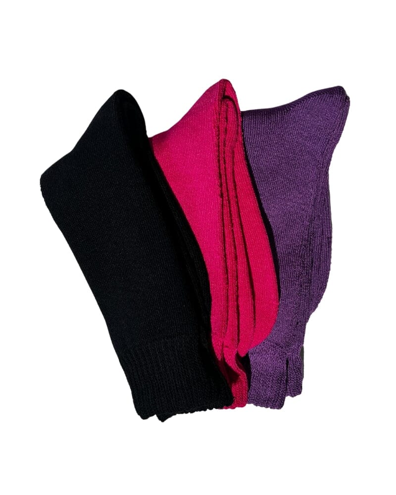 3 Yarn 3 Pack Socks - Black/Hot Pink/Purple