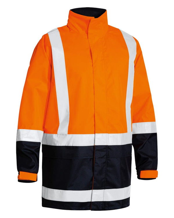 Taped Hi Vis Rain Shell Jacket - Orange/Navy