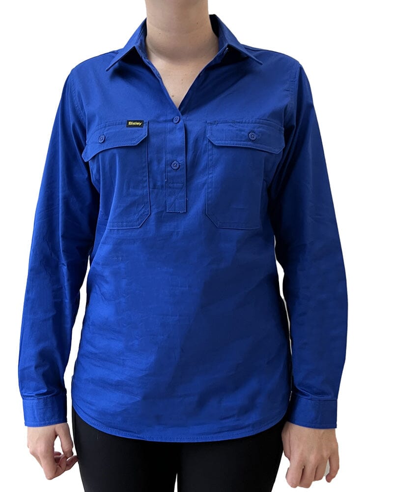 Womens Closed Front Lightweight LS Drill Shirt - Royal