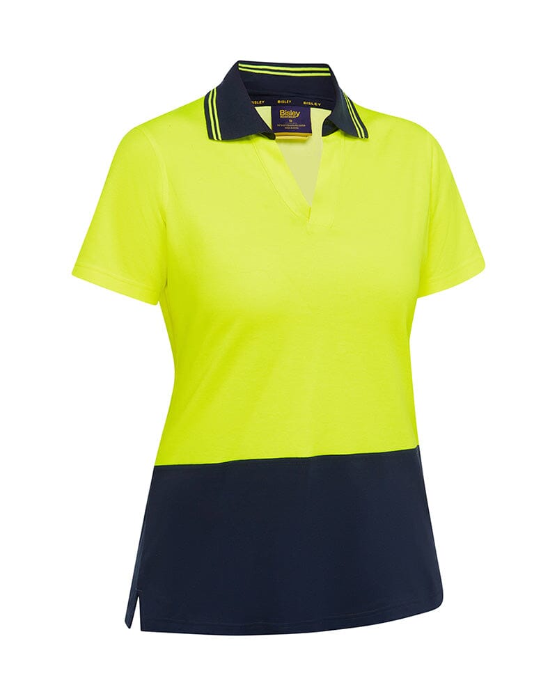 Womens Hi Vis V Neck Polo * - Yellow/Navy