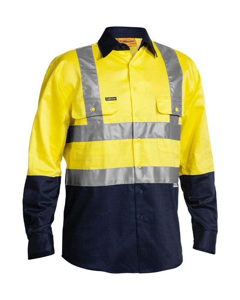 *Taped Hi Vis LS Drill Shirt* - Yellow/Navy