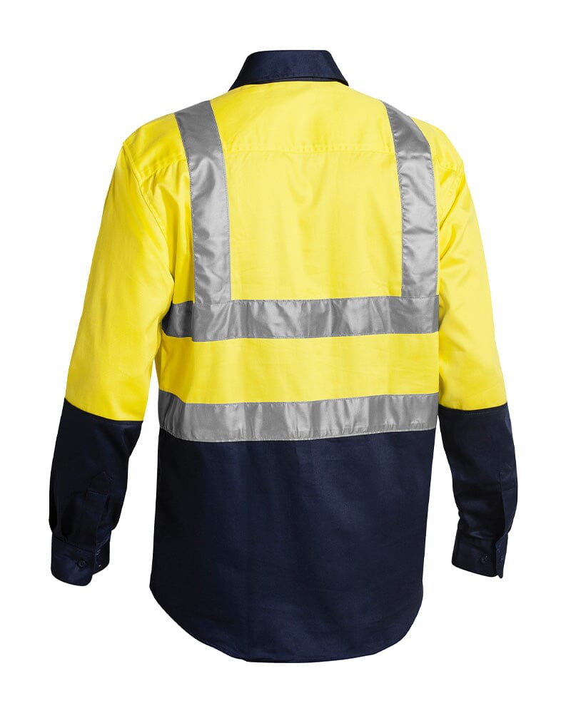 *Taped Hi Vis LS Drill Shirt* - Yellow/Navy