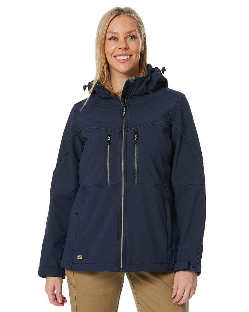 Bisley Womens Flex and Move Hooded Soft Shell Jacket - Navy | Buy Online