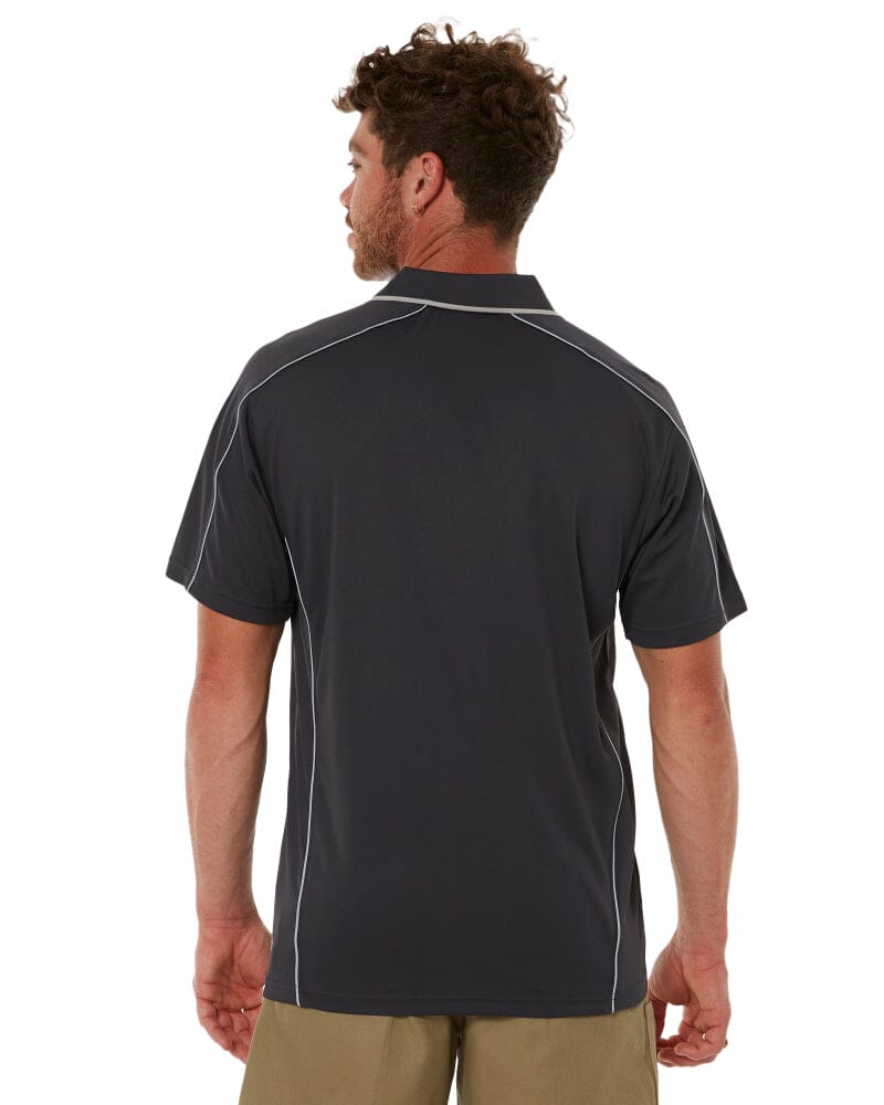 Cool Mesh Polo Shirt With Reflective Piping - Charcoal