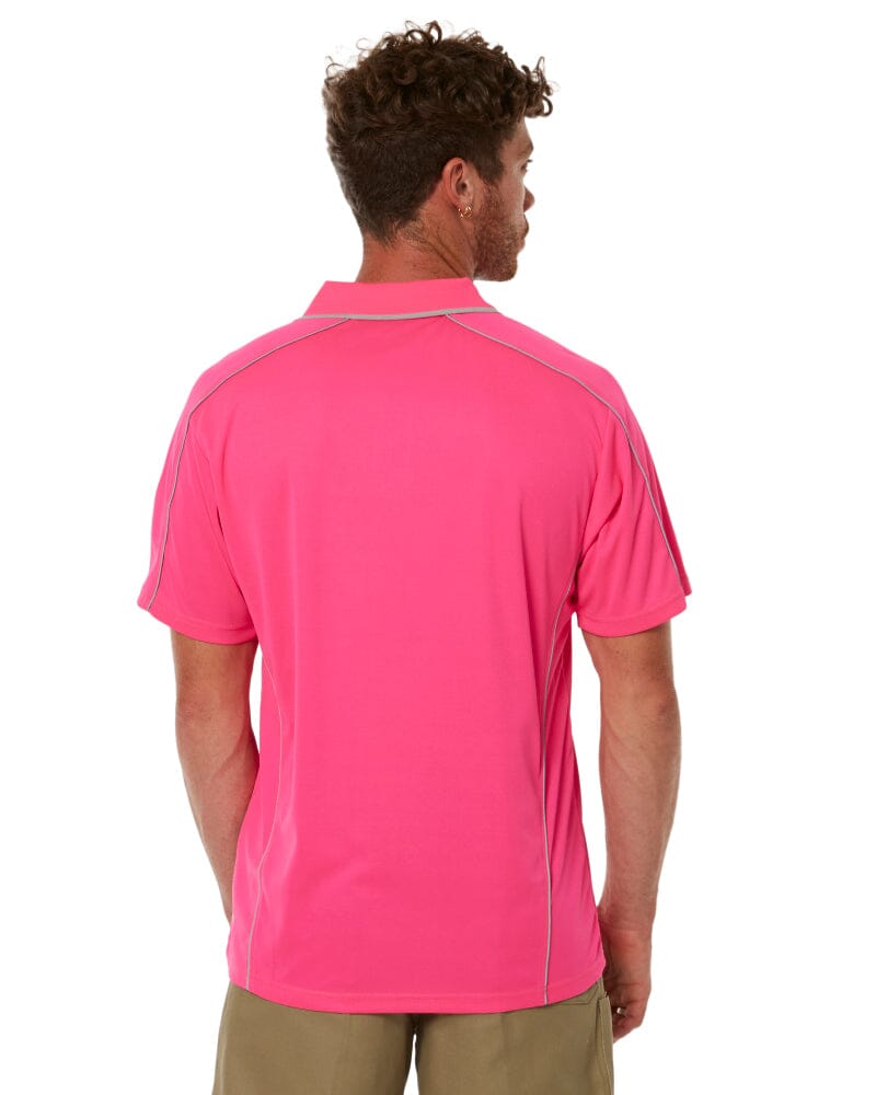 Cool Mesh Polo Shirt With Reflective Piping - Pink