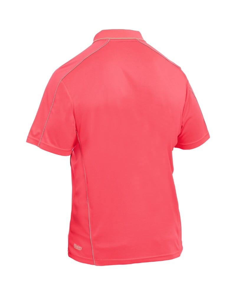 Cool Mesh Polo Shirt With Reflective Piping - Hi Vis Pink