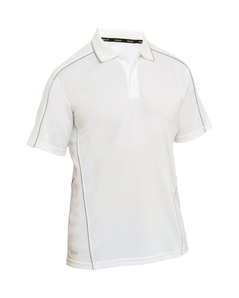 Cool Mesh Polo Shirt With Reflective Piping - White