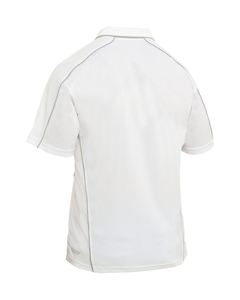 Cool Mesh Polo Shirt With Reflective Piping - White