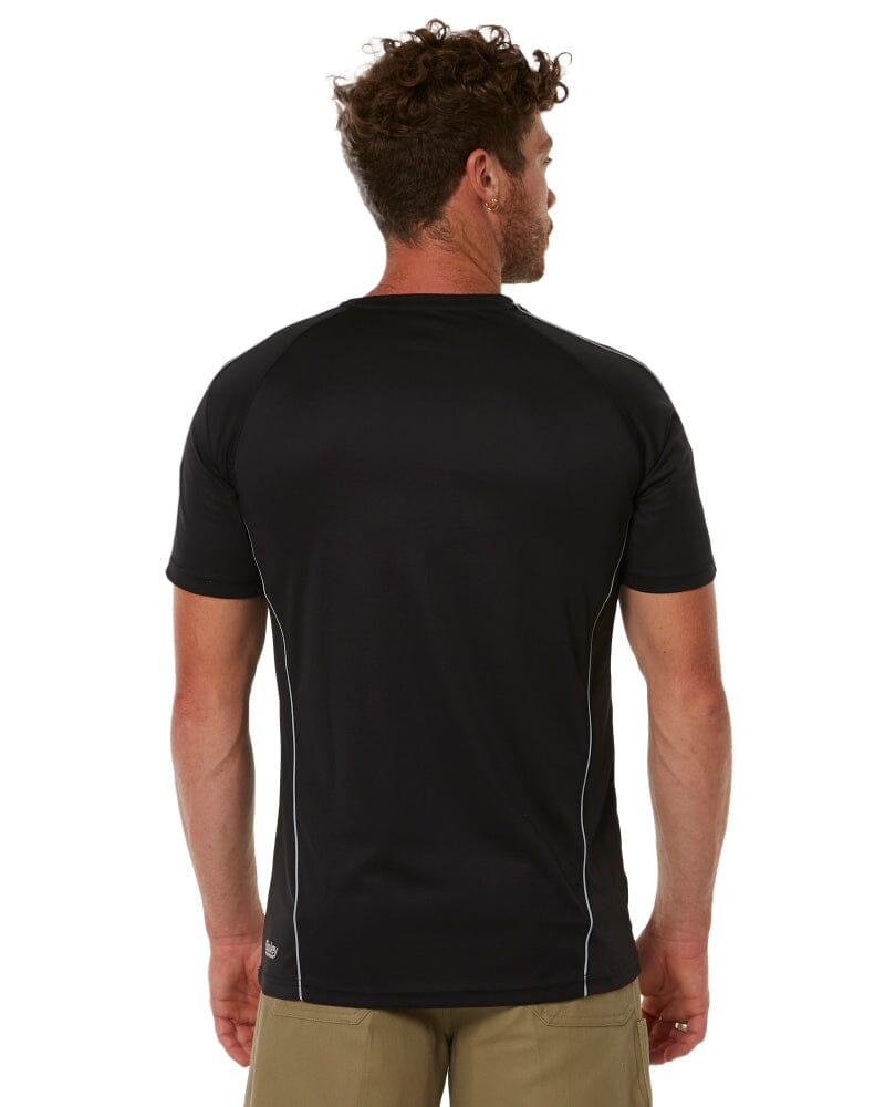 Cool Mesh Tee With Reflective Piping - Black