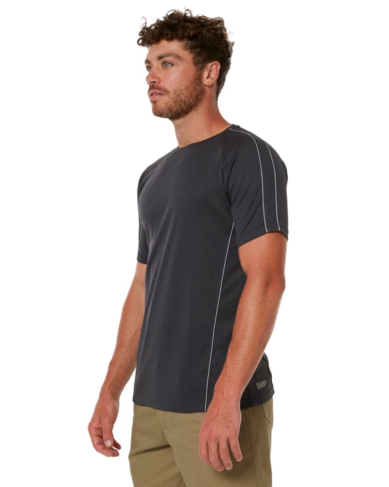 Cool Mesh Tee With Reflective Piping - Charcoal