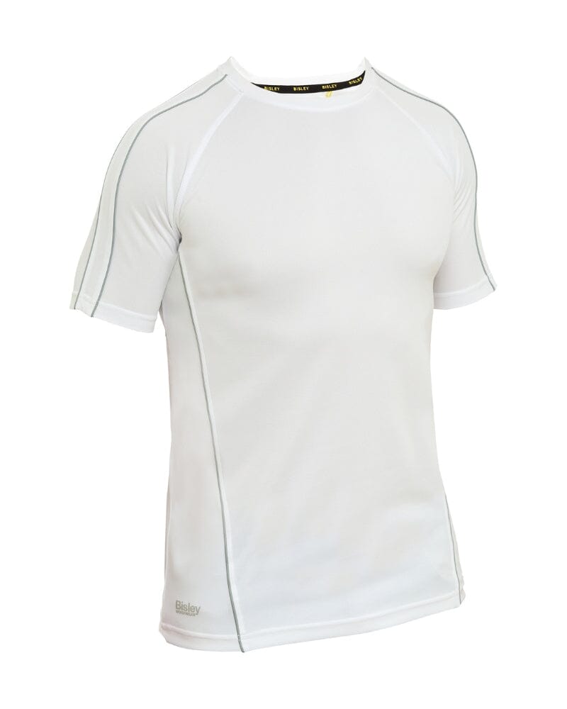 Cool Mesh Tee With Reflective Piping - White