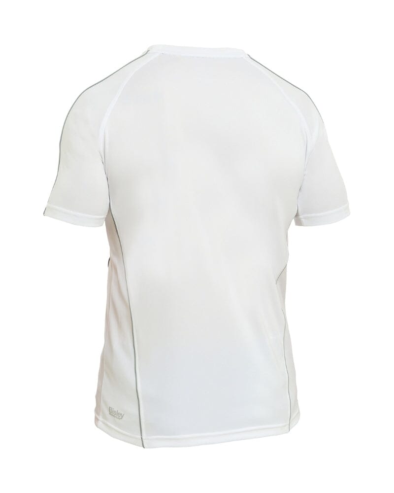 Cool Mesh Tee With Reflective Piping - White