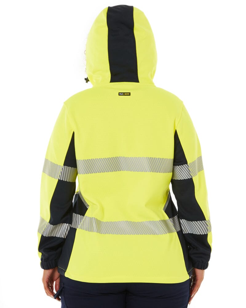 Womens Flex and Move Hi Vis Taped Liquid Repellent Fleece Hoodie - Yellow/Navy