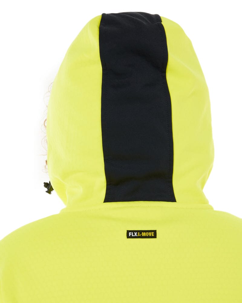 Womens Flex and Move Hi Vis Taped Liquid Repellent Fleece Hoodie - Yellow/Navy