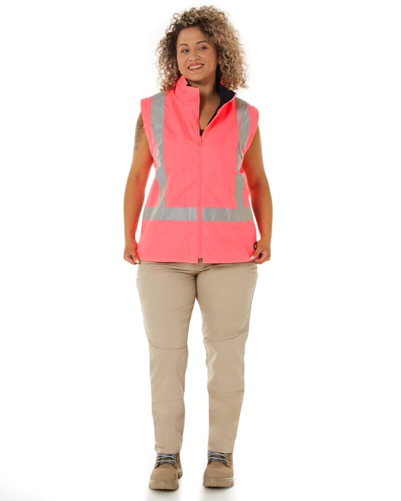 Womens Taped Hi Vis 5 In 1 Rain Jacket - Pink/Navy