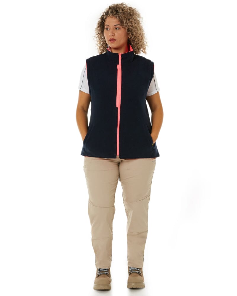 Womens Taped Hi Vis 5 In 1 Rain Jacket - Pink/Navy