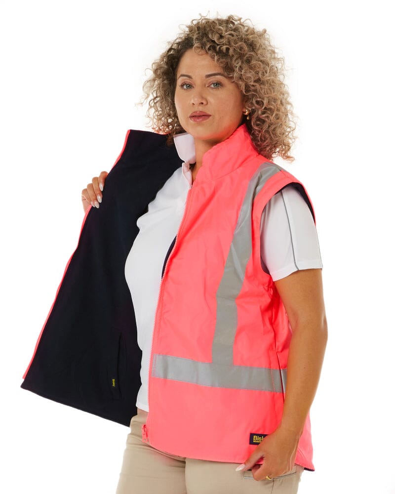 Womens Taped Hi Vis 5 In 1 Rain Jacket - Pink/Navy