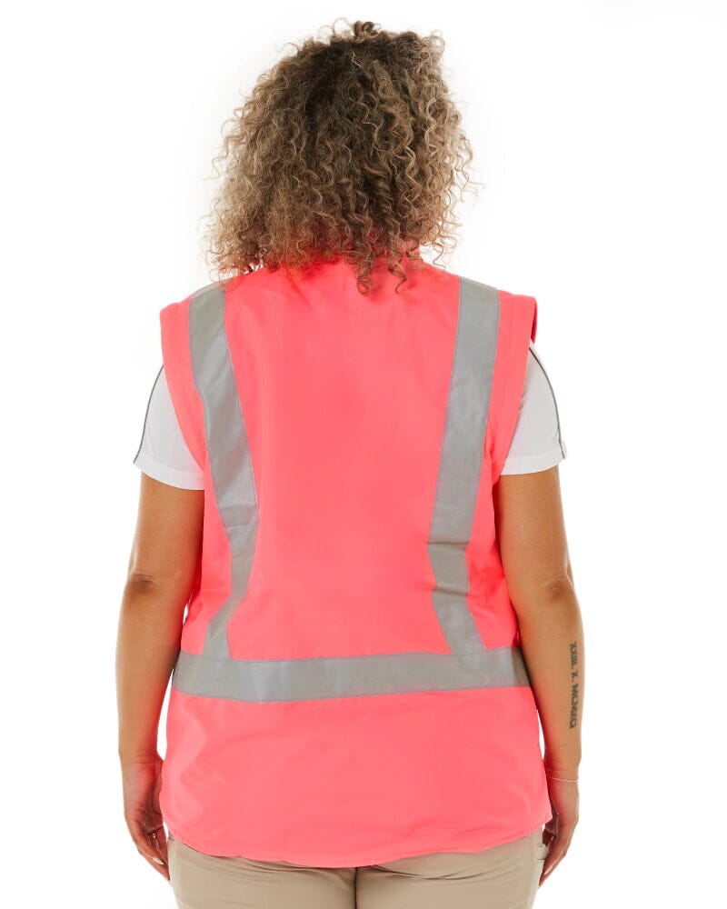 Womens Taped Hi Vis 5 In 1 Rain Jacket - Pink/Navy