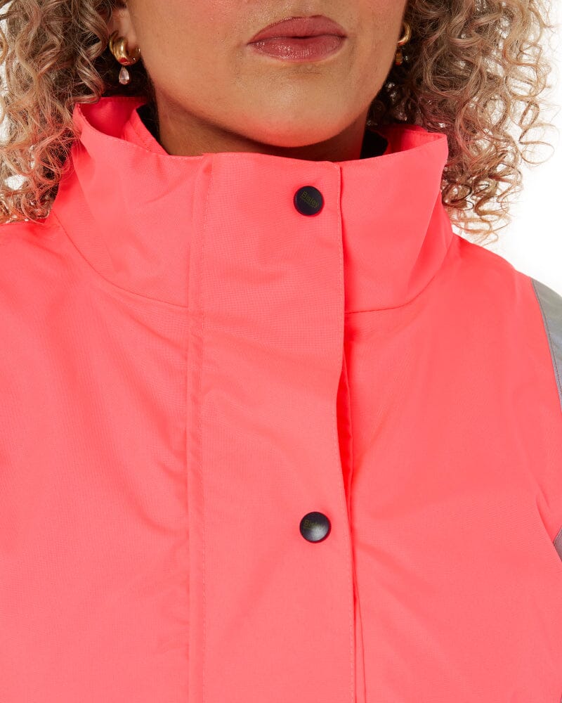 Womens Taped Hi Vis 5 In 1 Rain Jacket - Pink/Navy