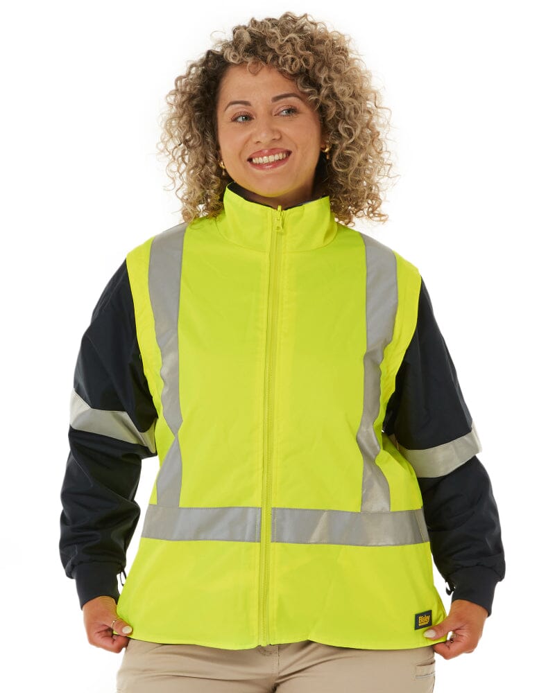 Womens Taped Hi Vis 5 In 1 Rain Jacket - Yellow/Navy