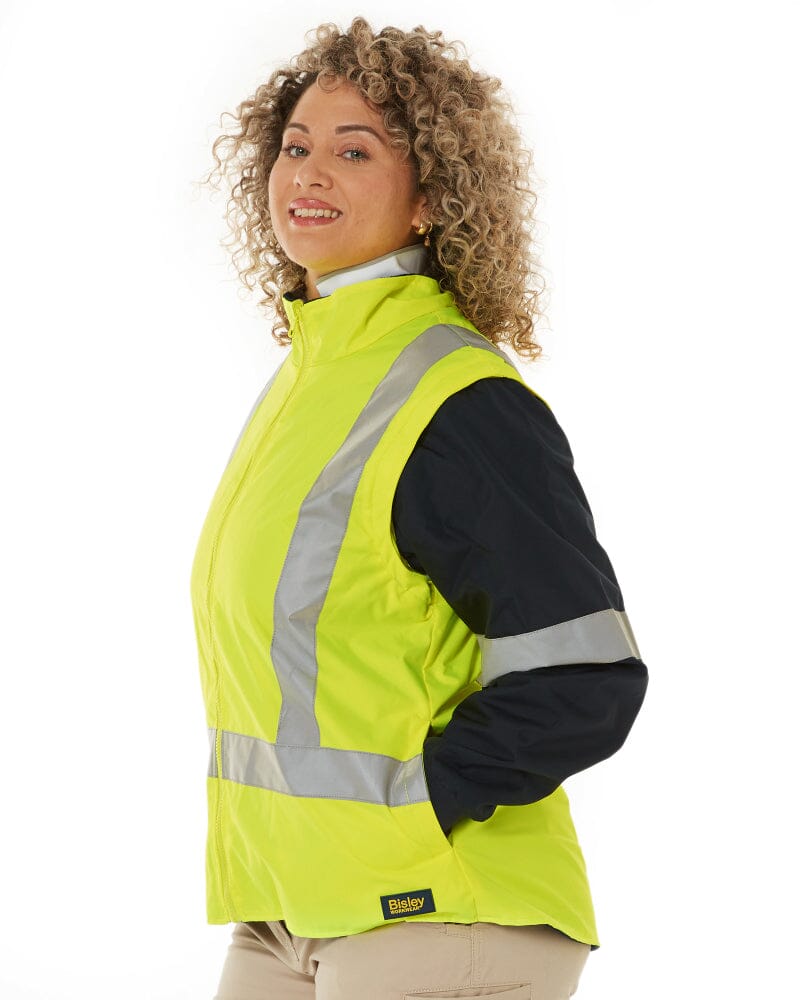 Womens Taped Hi Vis 5 In 1 Rain Jacket - Yellow/Navy