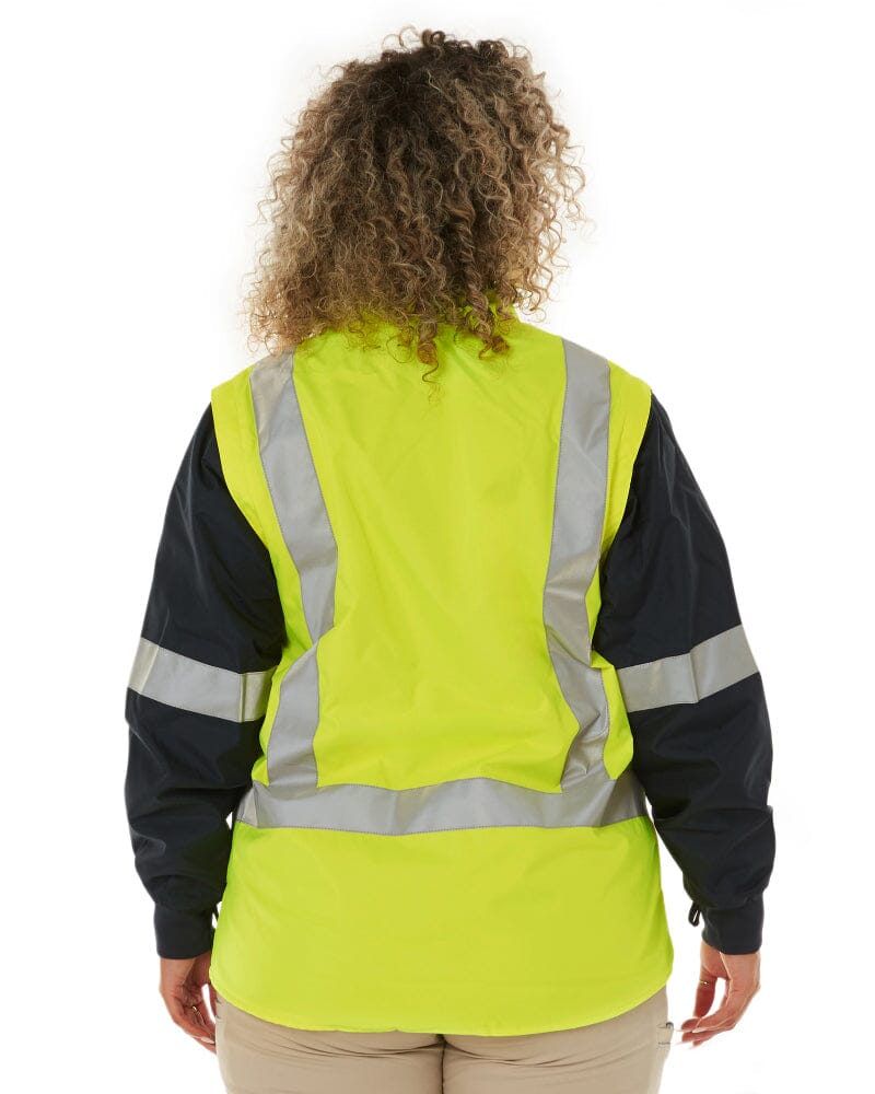 Womens Taped Hi Vis 5 In 1 Rain Jacket - Yellow/Navy