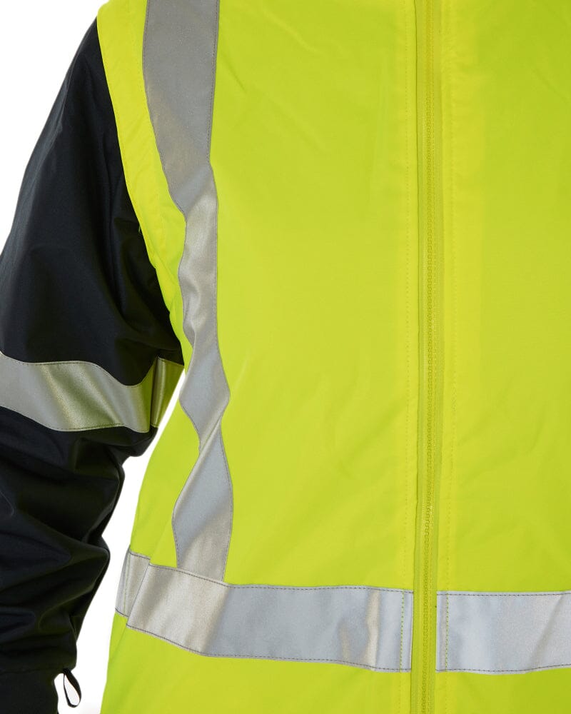 Womens Taped Hi Vis 5 In 1 Rain Jacket - Yellow/Navy