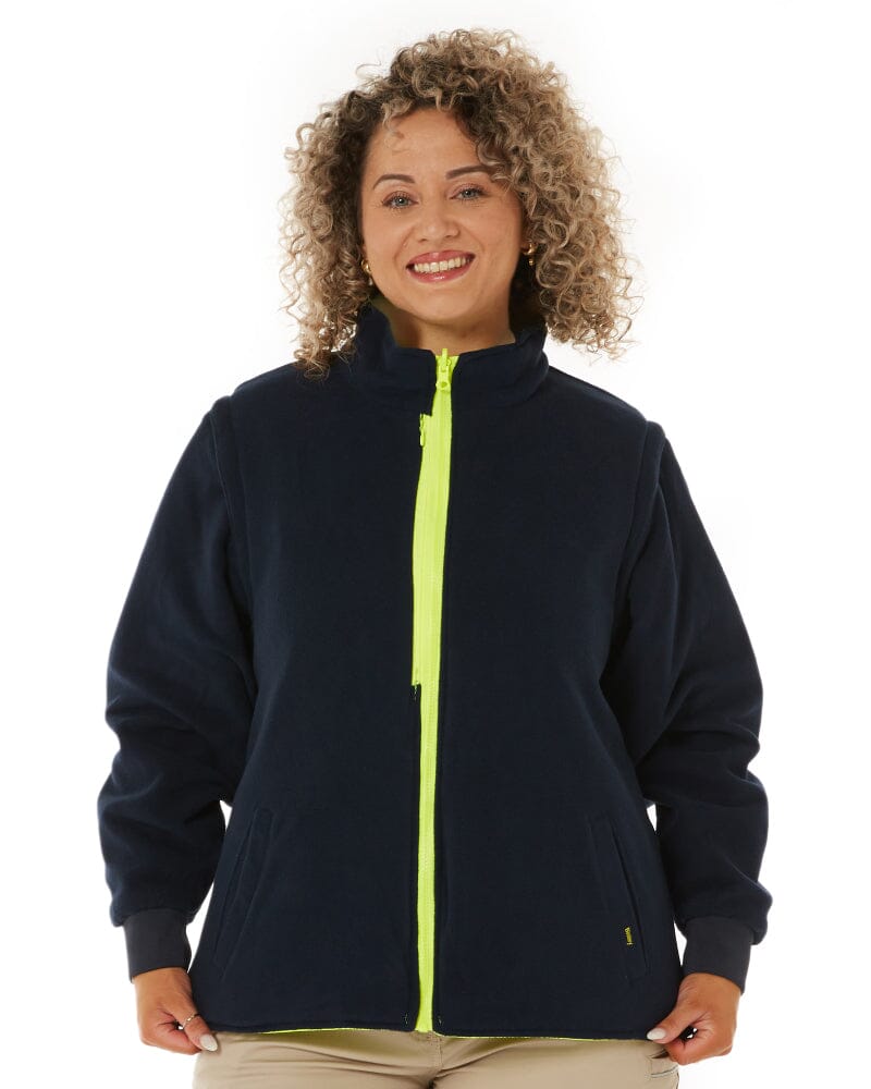 Womens Taped Hi Vis 5 In 1 Rain Jacket - Yellow/Navy