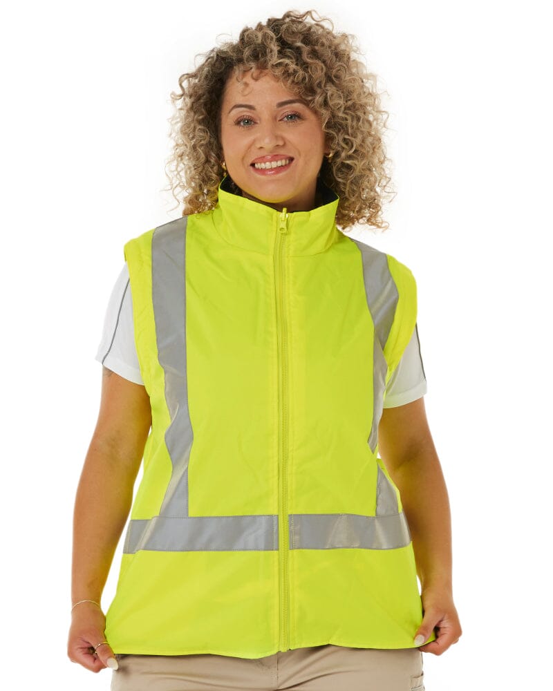 Womens Taped Hi Vis 5 In 1 Rain Jacket - Yellow/Navy