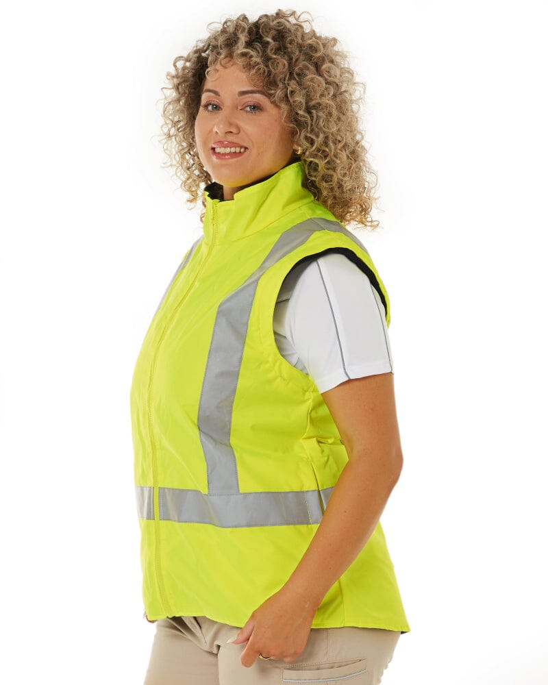 Womens Taped Hi Vis 5 In 1 Rain Jacket - Yellow/Navy