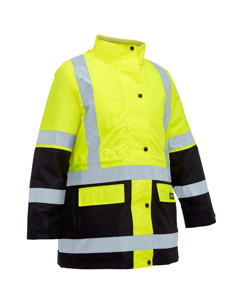 Womens Taped Hi Vis 5 In 1 Rain Jacket - Yellow/Navy