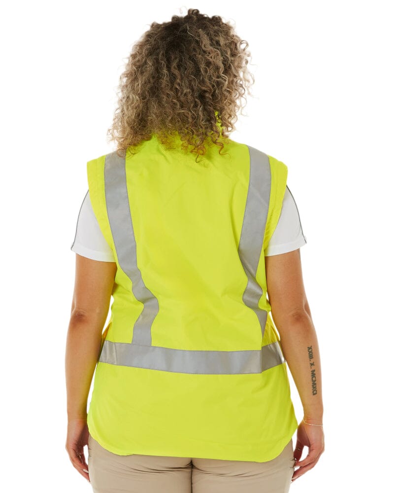 Womens Taped Hi Vis 5 In 1 Rain Jacket - Yellow/Navy